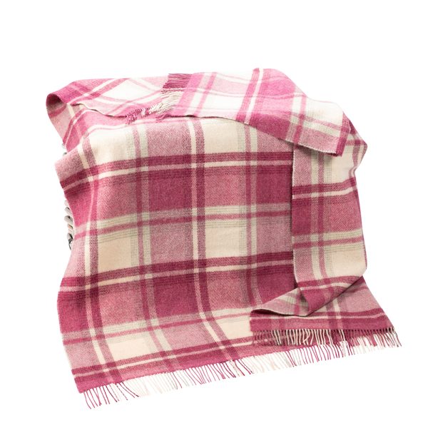 LW126 - Irish Picnic Blanket Natural Pink Mix Plaid 1 LW126 - Irish Picnic Blanket Natural Pink Mix Plaid 1