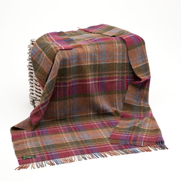 LW152 - Irish Picnic Blanket Raspberry Purple Green and Orange Tartan 1 LW152 - Irish Picnic Blanket Raspberry Purple Green and Orange Tartan 1