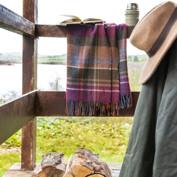 LW152 - Irish Picnic Blanket Raspberry Purple Green and Orange Tartan 3 LW152 - Irish Picnic Blanket Raspberry Purple Green and Orange Tartan 3