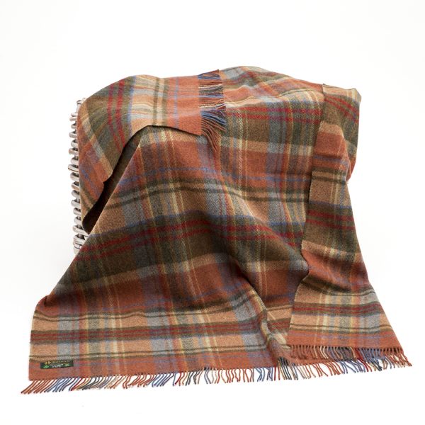 LW153 - Irish Picnic Blanket Brown Orange and Blue Plaid 1 LW153 - Irish Picnic Blanket Brown Orange and Blue Plaid 1