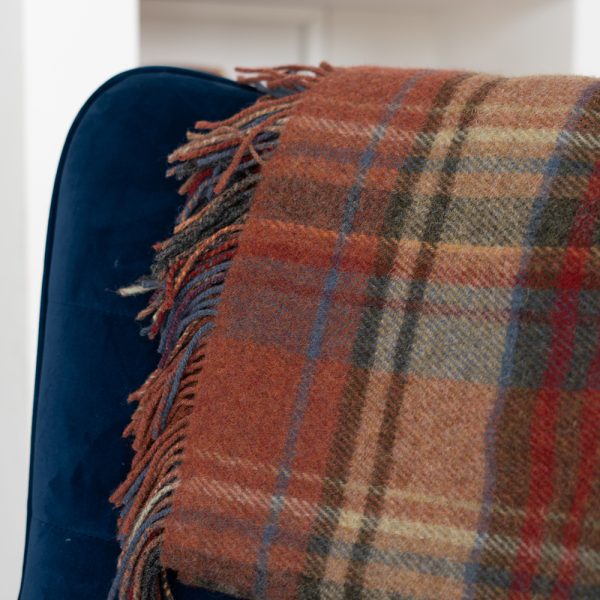 LW153 - Irish Picnic Blanket Brown Orange and Blue Plaid 2 LW153 - Irish Picnic Blanket Brown Orange and Blue Plaid 2