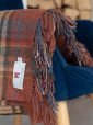LW153 - Irish Picnic Blanket Brown Orange and Blue Plaid 4