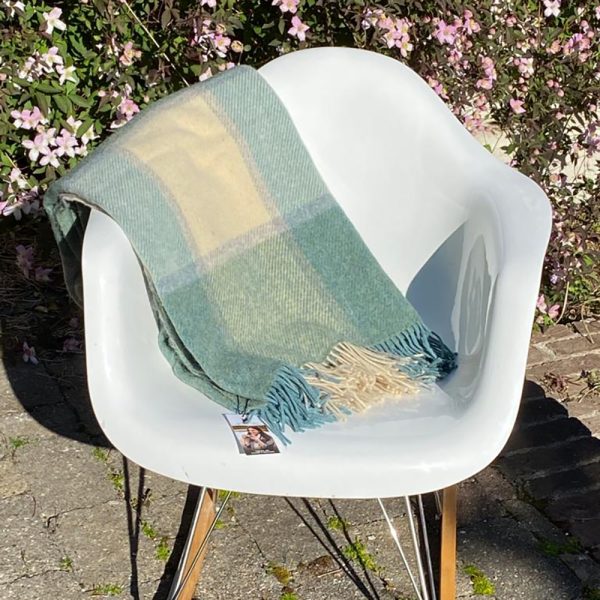 LW164 - Irish Picnic Blanket White Sea Green Block 2 LW164 - Irish Picnic Blanket White Sea Green Block 2