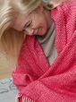 1406 - Merino Wool Cashmere Throw Raspberry Herringbone 5