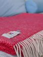 1406 - Merino Wool Cashmere Throw Raspberry Herringbone 7