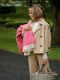 1406 - Merino Wool Cashmere Throw Raspberry Herringbone 9