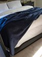 1408 - Merino Wool Cashmere Throw Dark Navy Herringbone 2