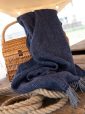 1408 - Merino Wool Cashmere Throw Dark Navy Herringbone 4