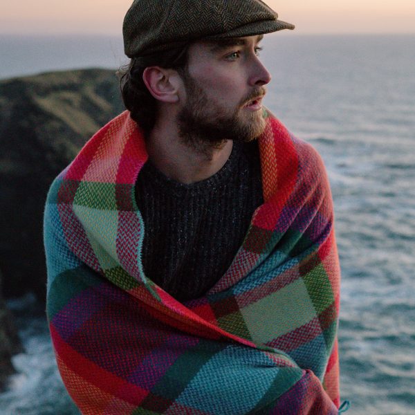 1418 - Merino Wool Cashmere Throw Bright Yellow, Pink and Green Check 3 1418 - Merino Wool Cashmere Throw Bright Yellow, Pink and Green Check 3