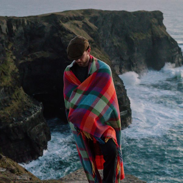 1418 - Merino Wool Cashmere Throw Bright Yellow, Pink and Green Check 5 1418 - Merino Wool Cashmere Throw Bright Yellow, Pink and Green Check 5