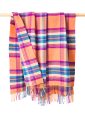 1421 - Merino Wool Cashmere Throw Orange Purple Blue Plaid 1