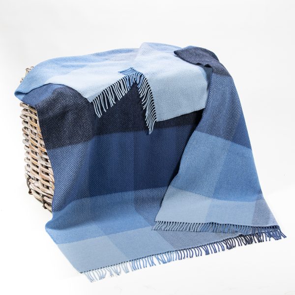 1422 - Merino Wool Cashmere Throw Blue Mix Herringbone Block 1 1422 - Merino Wool Cashmere Throw Blue Mix Herringbone Block 1