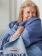 1422 - Merino Wool Cashmere Throw Blue Mix Herringbone Block 3