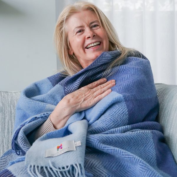 1422 - Merino Wool Cashmere Throw Blue Mix Herringbone Block 5 1422 - Merino Wool Cashmere Throw Blue Mix Herringbone Block 5