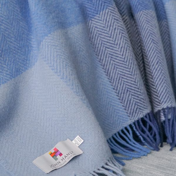 1422 - Merino Wool Cashmere Throw Blue Mix Herringbone Block 8 1422 - Merino Wool Cashmere Throw Blue Mix Herringbone Block 8