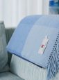 1422 - Merino Wool Cashmere Throw Blue Mix Herringbone Block 9