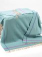 1426 - Merino Wool Cashmere Throw Aqua Cream Purple Herringbone 1