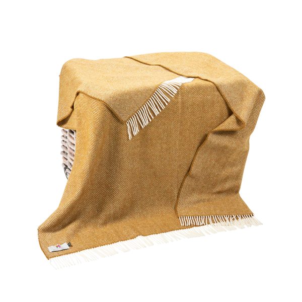 1427 - Merino Wool Cashmere Throw Mustard Mix Herringbone 1 1427 - Merino Wool Cashmere Throw Mustard Mix Herringbone 1