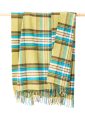 1429 - Merino Wool Cashmere Throw Green Blue Brown Plaid 1