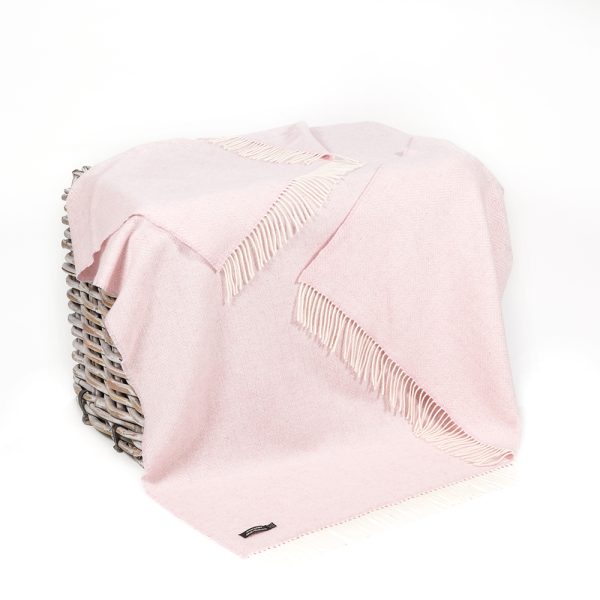 1430 - Merino Wool Cashmere Throw Baby Pink Herringbone 1 1430 - Merino Wool Cashmere Throw Baby Pink Herringbone 1