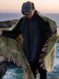 1467 - Merino Wool Cashmere Throw Green Beige Cream Overcheck 5