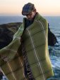 1467 - Merino Wool Cashmere Throw Green Beige Cream Overcheck 6