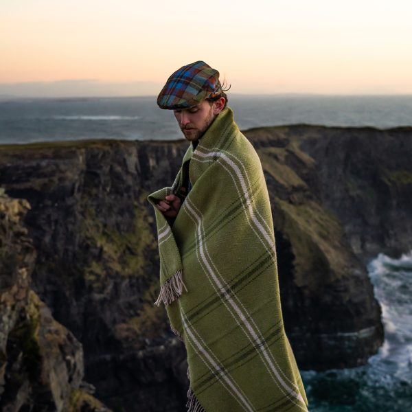 1467 - Merino Wool Cashmere Throw Green Beige Cream Overcheck 7 1467 - Merino Wool Cashmere Throw Green Beige Cream Overcheck 7