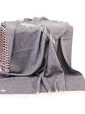 1474 - Merino Wool Cashmere Throw Grey Herringbone 1