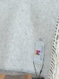 1488 - Merino Wool Cashmere Throw Pale Grey & Cream Herringbone 7