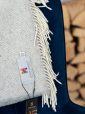 1488 - Merino Wool Cashmere Throw Pale Grey & Cream Herringbone 8