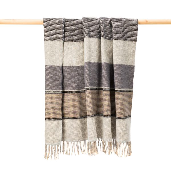 1490 - Merino Wool Cashmere Throw Grey Stone Beige Stripe 1 1490 - Merino Wool Cashmere Throw Grey Stone Beige Stripe 1