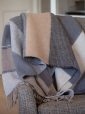 1490 - Merino Wool Cashmere Throw Grey Stone Beige Stripe 4