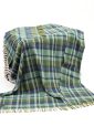 624 - Lambswool Throw Green Mix with Blue Tartan