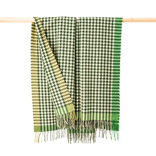 628 - Lambswool Throw Cream Green Small Block 628 - Lambswool Throw Cream Green Small Block