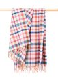 641 - Lambswool Throw Grey Peach Rust Blue Green Check