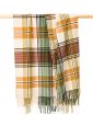 649 - Lambswool Throw Cream Rust Mustard Green Plaid