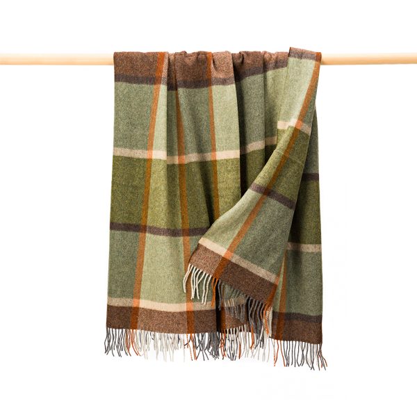 658 - Lambswool Throw Green Brown Orange Cream Check 1 658 - Lambswool Throw Green Brown Orange Cream Check 1