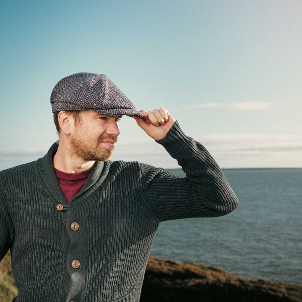 8 PC H27 - Eight Piece Newsboy Cap Navy Herringbone Donegal 4 8 PC H27 - Eight Piece Newsboy Cap Navy Herringbone Donegal 4