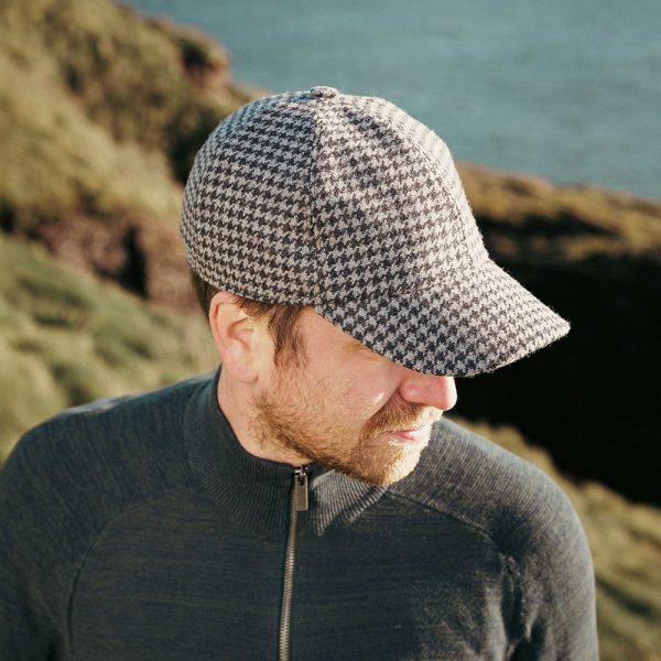 BC H11 - Baseball Cap with Ear Flap Grey & Charcoal Houndstooth 6 BC H11 - Baseball Cap with Ear Flap Grey & Charcoal Houndstooth 6