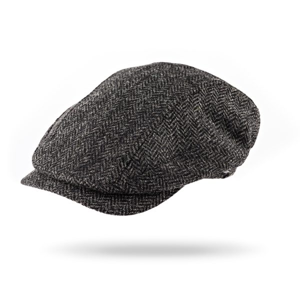 DC D41 - Driving Cap Charcoal Black Herringbone DC D41 - Driving Cap Charcoal Black Herringbone