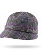 EVE E - Irish Ladies Tweed Hat Blue Green with Purple Overchecks 1