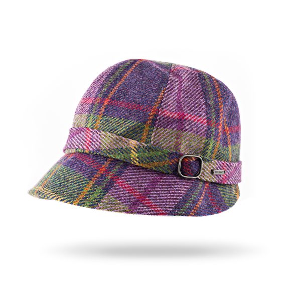 EVE F - Irish Ladies Tweed Hat Purple Green Plaid 1 EVE F - Irish Ladies Tweed Hat Purple Green Plaid 1