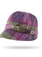 EVE F - Irish Ladies Tweed Hat Purple Green Plaid 1