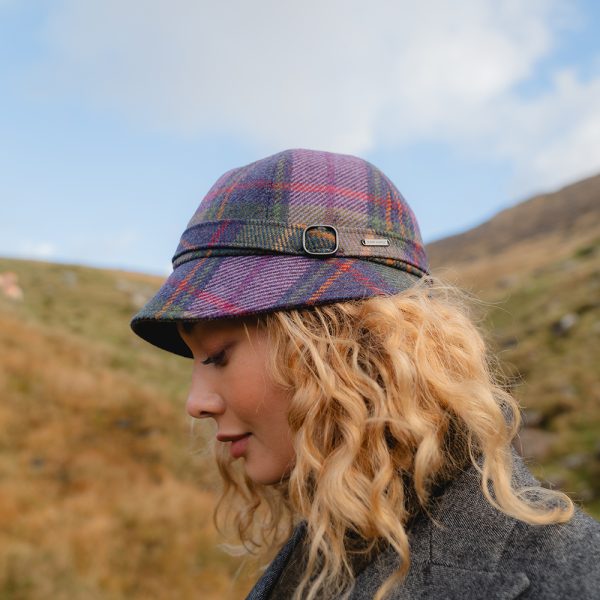 EVE F - Irish Ladies Tweed Hat Purple Green Plaid 2 EVE F - Irish Ladies Tweed Hat Purple Green Plaid 2
