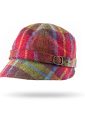EVE H - Irish Ladies Tweed Hat Blue Green & Burnt Orange Plaid 1