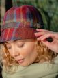 EVE H - Irish Ladies Tweed Hat Blue Green & Burnt Orange Plaid 2