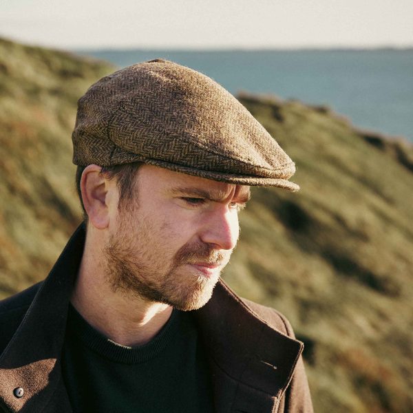 TC H16 - Irish Tweed Cap Beige Dark Brown Herringbone 5 TC H16 - Irish Tweed Cap Beige Dark Brown Herringbone 5