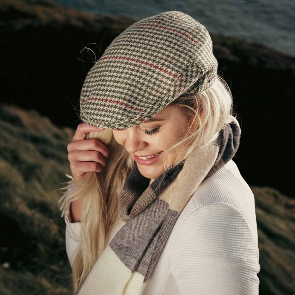 TC H35 - Irish Tweed Cap Green Beige Houndstooth 5 TC H35 - Irish Tweed Cap Green Beige Houndstooth 5