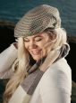 TC H35 - Irish Tweed Cap Green Beige Houndstooth 6