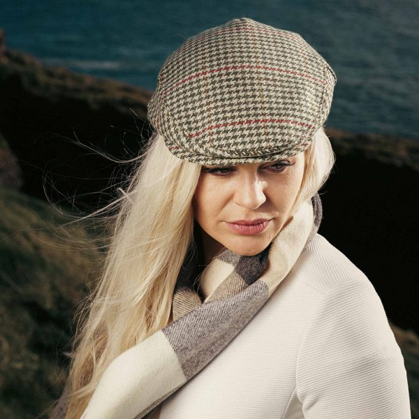 TC H35 - Irish Tweed Cap Green Beige Houndstooth 7 TC H35 - Irish Tweed Cap Green Beige Houndstooth 7